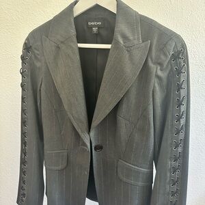 Bebe Charcoal Jacket with Unique Sleeve Design